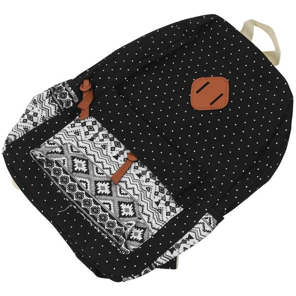

ljl-polka dot printing women backpack cute lightweight canvas bookbags middle high school bags for teenage girls