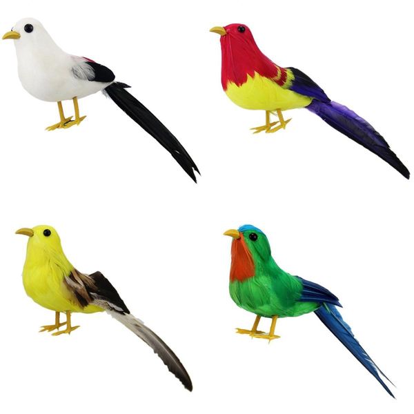 

pack of 4 artificial feathered birds figurine, bird animal statue for indoor & outdoor decor