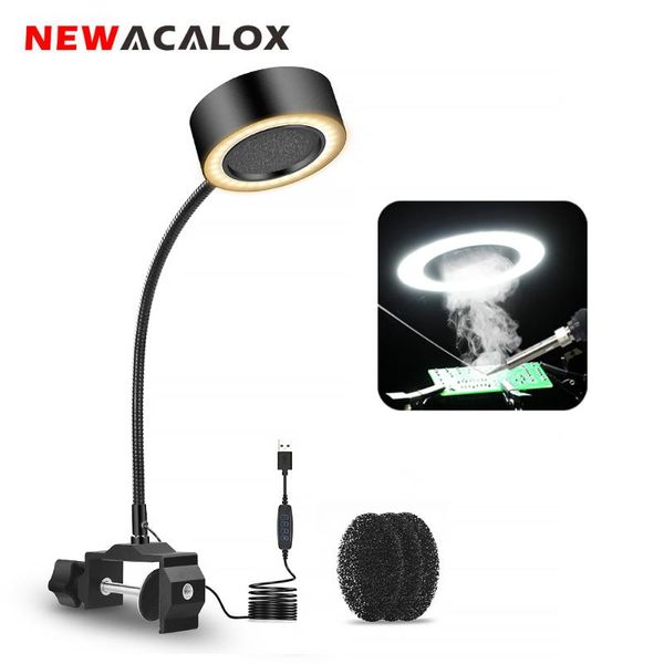 

newacalox welding smoking device with 3 color led light bench clamp flexible arm smoke exhaust instrument soldering repair tool