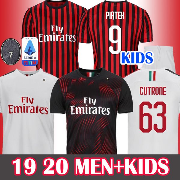 

Men kid 19 20 ac milan home away third occer jer ey piatek ke ie bonaventura cutrone 2019 2020 ac milan home away third football uniform