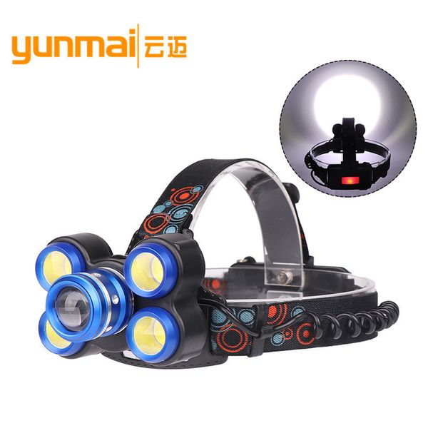 

cross border for t6 light aluminium alloy headlights 5 lamp cob led light aluminium alloy outdoors light go fishing lamp