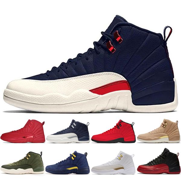 

12 12s gym red michigan bulls mens basketball shoes flu game unc wings the master taxi men sports sneakers designer trainers 5.5-13 #1