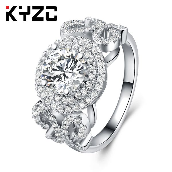 

zircon engagement ring with fashionable temperament, Golden;silver