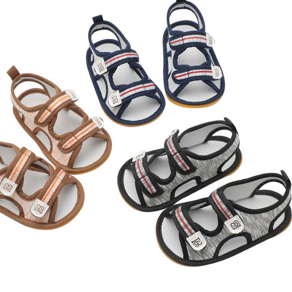 

infant baby girl boy sandals toddler soft anti-slip rubber sole solid comfort summer crib first walker shoes hook&loop, Black;red