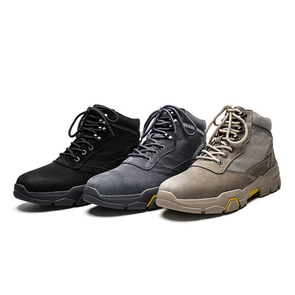 

autumn winter large size men's army boots retro wild in the tube tooling shoes men's labor insurance shoes work safety men boots, Black