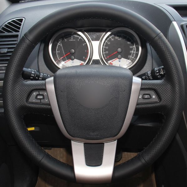 

black natural leather car steering wheel cover for geely gx7
