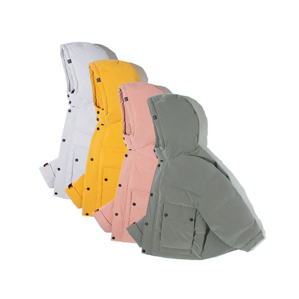 

fashion winter new japanese simple trend casual basic solid color wild hooded padded cotton men, Black