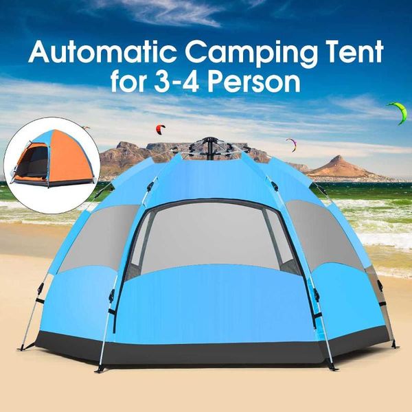 

3-4 persons outdoor automatic camping tent waterproof double layer uv beach sunshade canopy