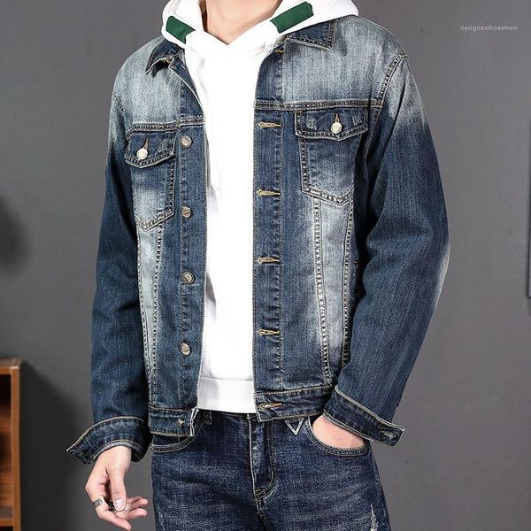

джинсовая куртка top new simple casual отворот шея длинного рукав однобортной мужское пальто мужская весна тонкой, Black;brown