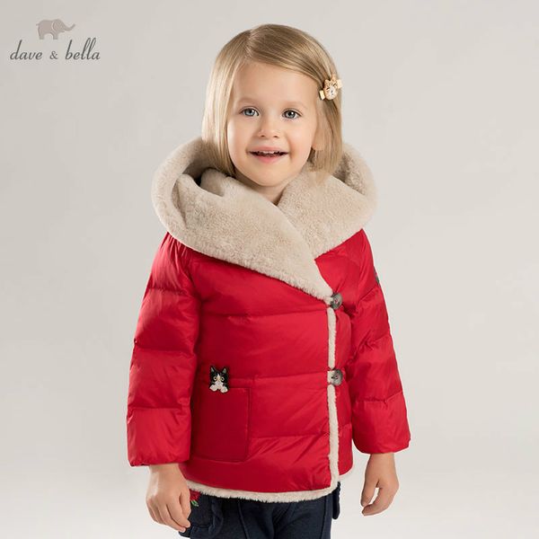 

db8964 dave bella baby girls winter down jacket children 90% white duck down outerwear fashion solid coat, Blue;gray