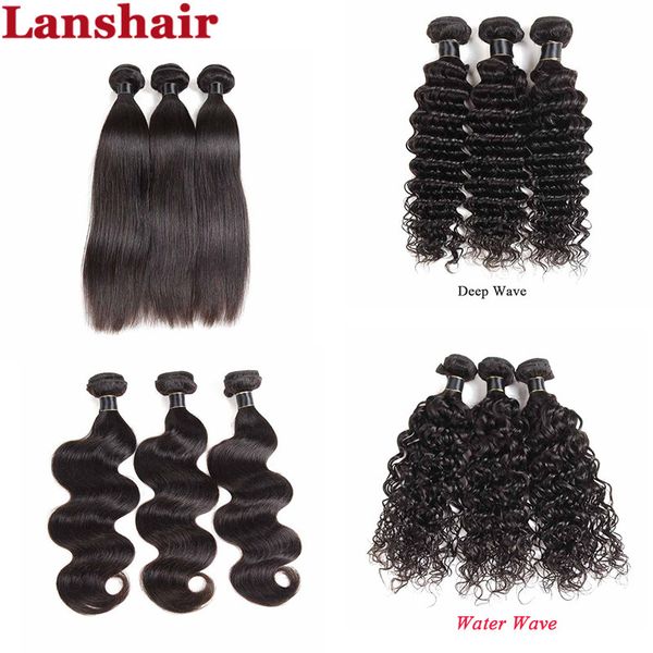 

10-26inch loose deep body wave human hair bundles 3/4pcs peruvian straight deep human hair extensions water wave virgin hair weave bundles, Black