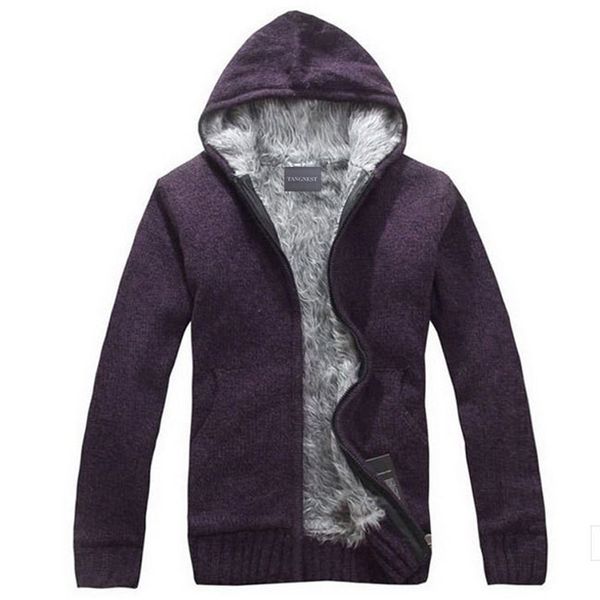 

fashion fur inside thick autumn &winter warm jackets hoodies hodded men 's casual 5 color thick sweatshirt, Black