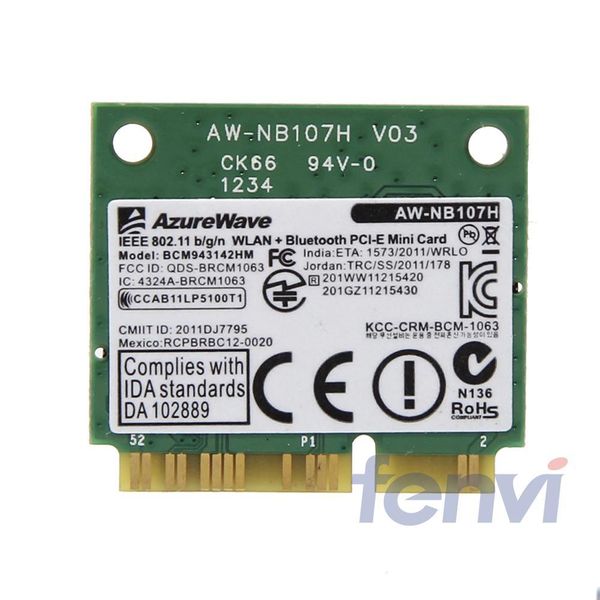

150 мбит / с bcm943142hm wifi bluetooth адаптер broadcom bcm943142 802.11 b/g / n wi-fi+ bt 4.0 half mini pci-e wireless wlan card