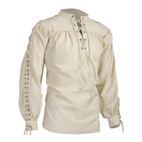 

jodimitty mens blouse medieval pirate shirt viking renaissance lace up halloween mercenary scottish jacobite ghillie new, White;black
