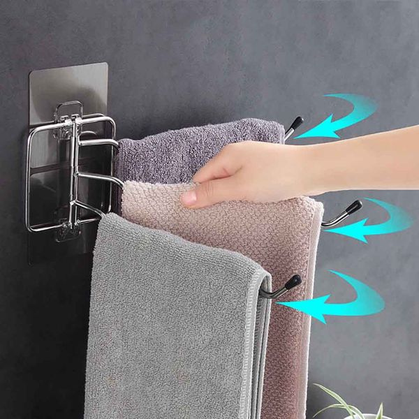 

multi-bar rotating towel rack of punching 180 degree rotating rack 180 degree towel bathroom kitchen wall-mounted