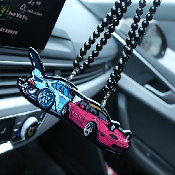 

double-sided acrylic car rearview mirror decoration pendant charm fashion personality creative graffiti car ornament styling