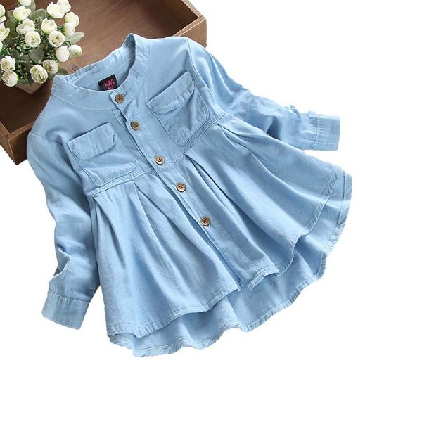 

solid jean shirts toddler children kids girls long sleeve denim girl blouses clothing autumn baby girls jeans shirts new, White;black