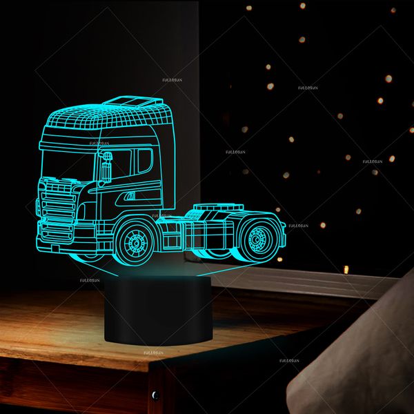 

super led heavy truck shapes night light 7 changing colors 3d illusion night lamp touch switch usb cable