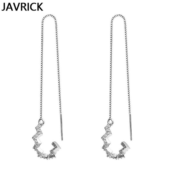 

s925 silver plated wave cuff chain earrings wrap tassel threader earrings women