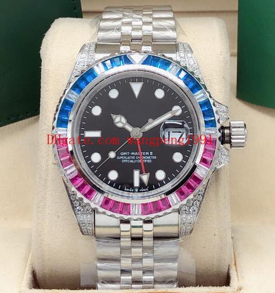 

7 style high-quality red and blue two-color gmt watch 40mm 126710blro 116710 diamond frame 2813 movement automatic mechanical watch watches, Slivery;brown