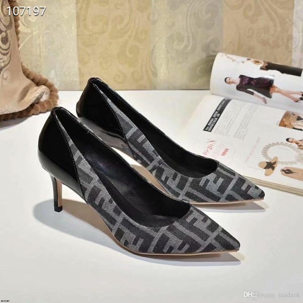 

20mm 2020 new fashion women high heels point toe pu party female stiletto dress shoes lisy1, Black