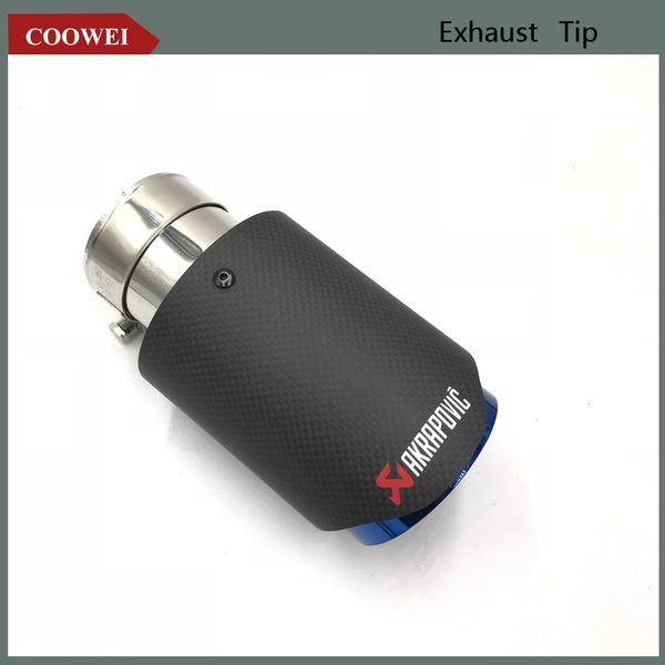 

новый стиль углеродного волокна + синий нержавеющая сталь универсальный выхлопная система конец трубы + черный углерод akrapovic выхлопной н