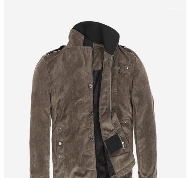 

zipper fly windrunner stand collar long sleeved cotton jacket mens clothing mens winter solid cargo jackets panelled, Black;brown