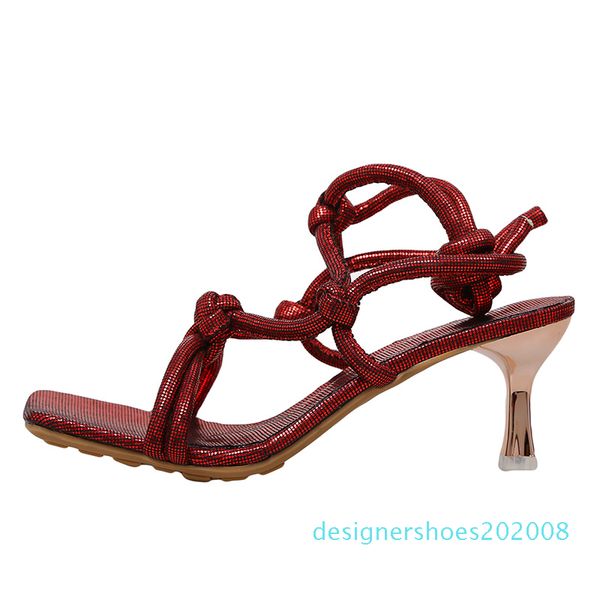 

new cross woven high heel shoes women sandals wine red braided open toe slides slip on ladies shoes summer designer sandals d88, Black