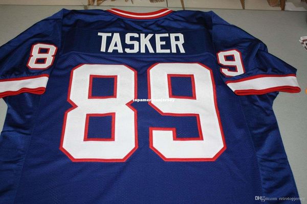 

retro steve tasker #89 custom s-5xl,6xl home mitchell & ness jersey bule stitching men's football jerseys rugby, Black;blue