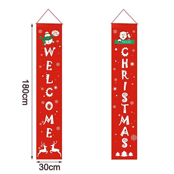 

2pcs merry christmas banners front door decoration festive christmas porch banners porch sign hanging xmas decorations for door