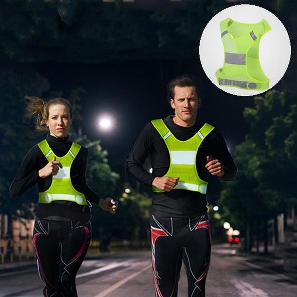

night reflective vest polyester breathable customizable yellow orange short design running cycling sports vest dh0648