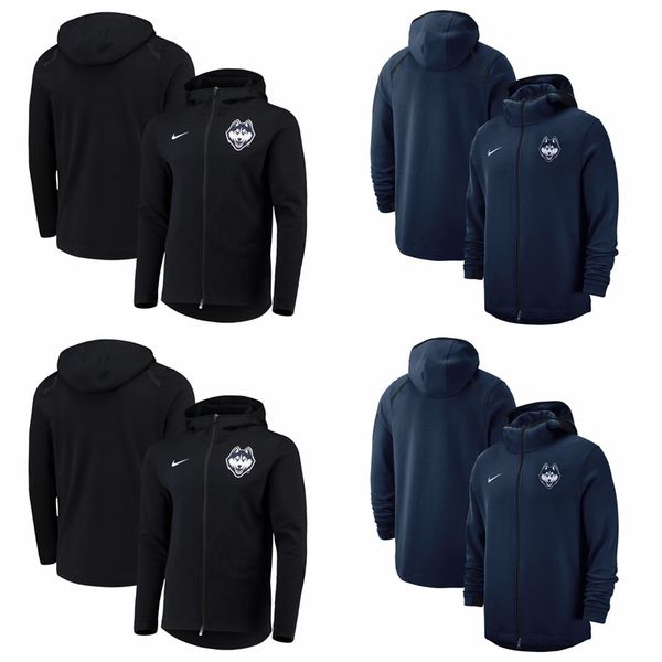 

uconn huskies nike 2018-2019 on-court basketball player showtime performance full-zip hoodie - black navy, Blue;black