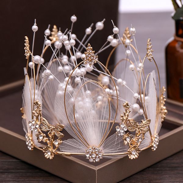 

bridal head jewelry 2020 korean pearl circle bridal crown princess birthday crown gift accessories, Silver