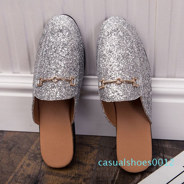 

half shoes for men glitter shoes slipper men shoes slippers casual mule masculino scarpe uomo schoenen mannen sepatu pria kapcie c12, Black