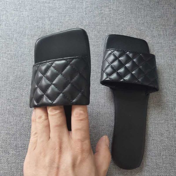 

summer black slippers women pu open toe flat slide slip on square heel slippers woman fashionable simple casual shoes flip flop