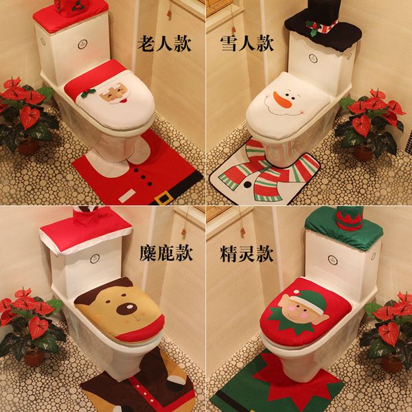 

christmas articles christmas ornament santa claus closestool set l decoration originality three-piece gift