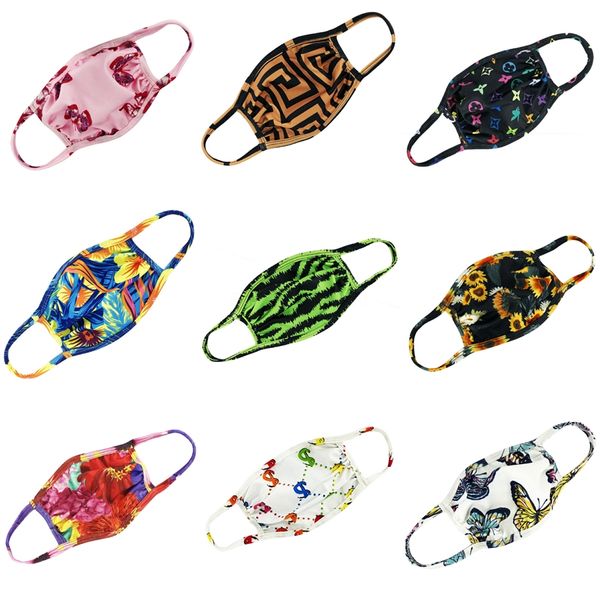 

designer printed fashion face mask children's kids dust masks for boys and girls spring summer sunscreen ice silk thin section anti-fog, Black