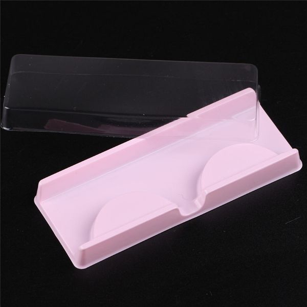 

pink plastic eyelashes package boxes with clear lid blank false eyelash tray for makeup tools