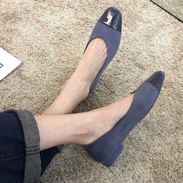 

eoeodoit square toe leather patchwork shoes women spring autumn slip on casual ballet flats flat heel drive shoes loafers, Black