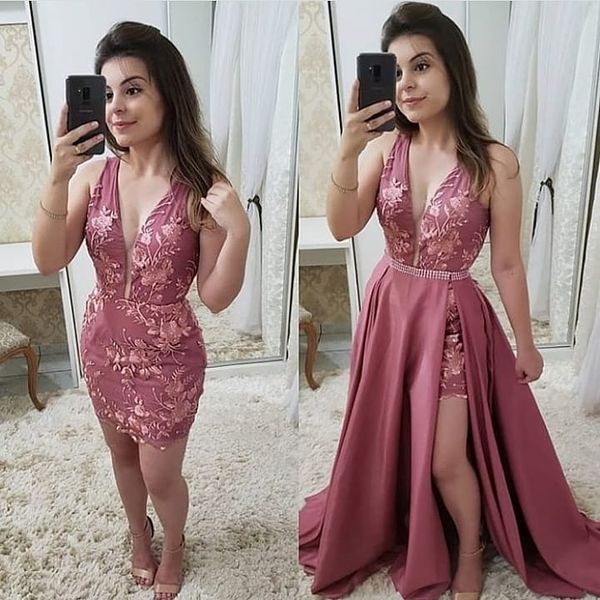 

Sexy Mermaid Evening Gowns Prom Dresses Formal Wear Special Occasion Dress With Detachable Train vestidos festa Robes de fête Abendkleider