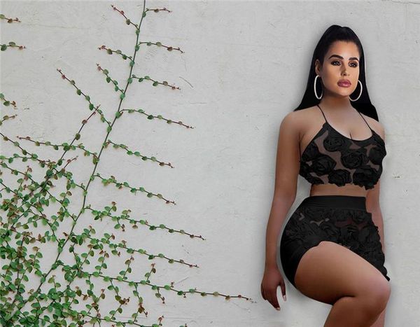 

цветы кружева женщин конструктора 2pcs наборы короткие поясами backless женские костюмы casual женская одежда, Gray
