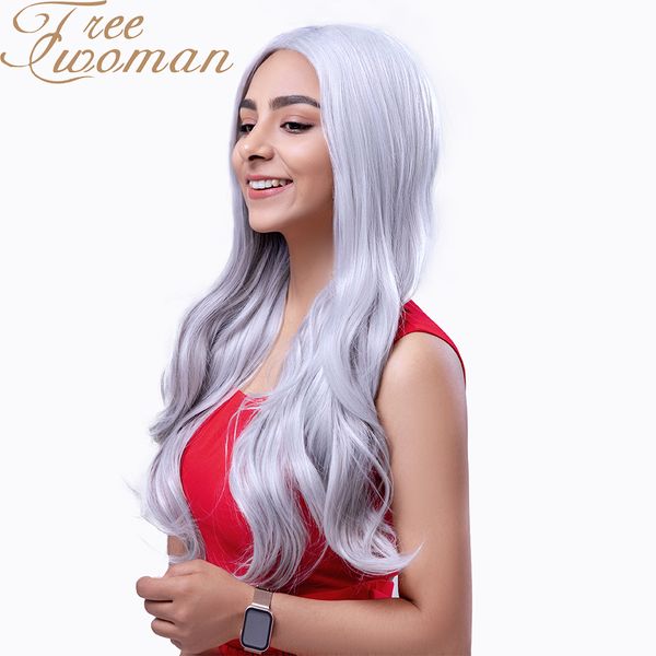 

oman long wavy synthetic wig with natural hairline for black/white women cosplay party heat resistant false hair wigs