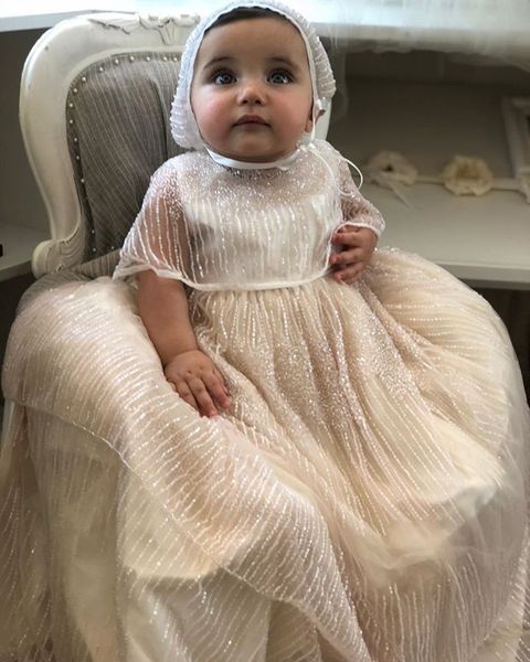 Cinda Beb/é ni/ñas Bautizo Fiesta Vestido de Encaje con bonete