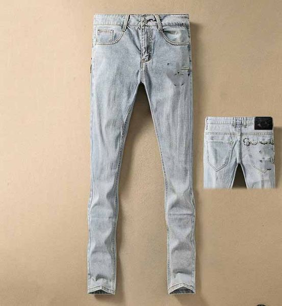 

gc men luxury fashion jeans casual wild breathable jeans new selling jeans classic trend slim pants wash limited counter pants, Blue