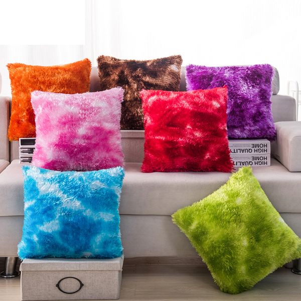 Super Soft Plush Square Pillow Case Solid Waist Throw Cushion
