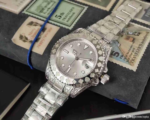 

2018 + 3a quality, men's automatic watch, card engraving pattern, automatic imported movement, 316 steel buckle., Slivery;brown