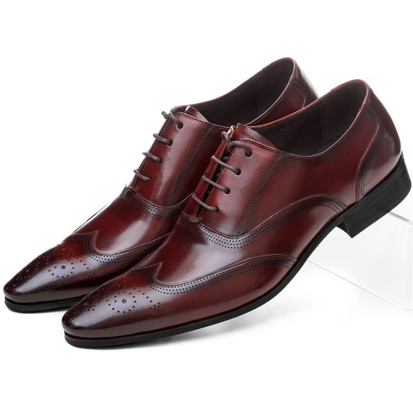 Großhandel Atmungsaktive Schwarz Braun Hellbraune Oxfords Business Schuhe Herren Leder Schuhe Blockabsatz Oxford