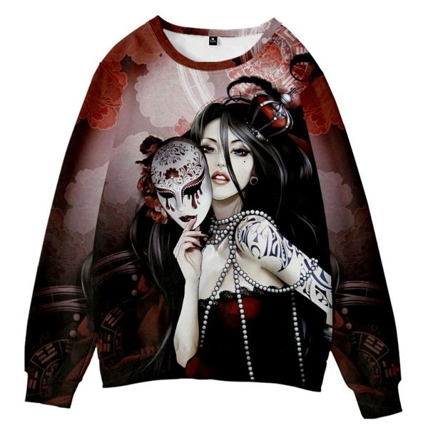 

3d printed goddess tattoo tracksuit o-neck women/men long sleeve sweatshirts harajuku personality vintage streetwear clothes, Black