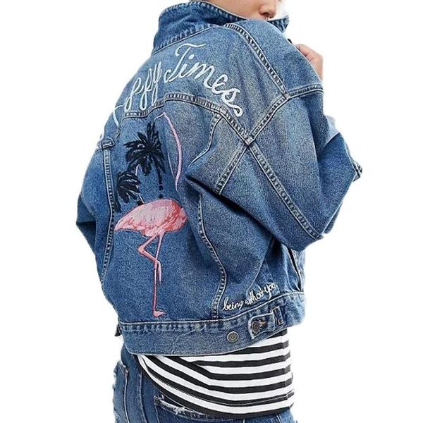 

autumn female jean jacket casual short basic pocket decorated denim jacket clothing embroidery women jacket coat outerwear casual, Black;brown