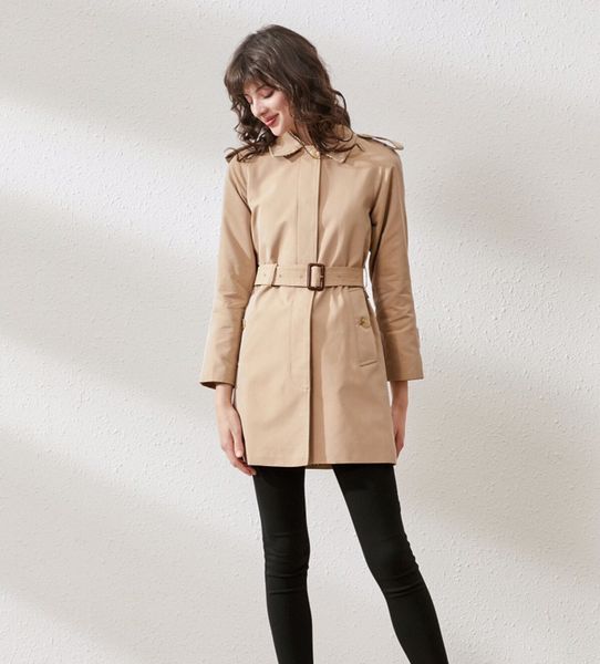 

women's trench coats double breasted long windbreaker belt waterproof british slim coat new high-end english style autumn winter leisur, Tan;black